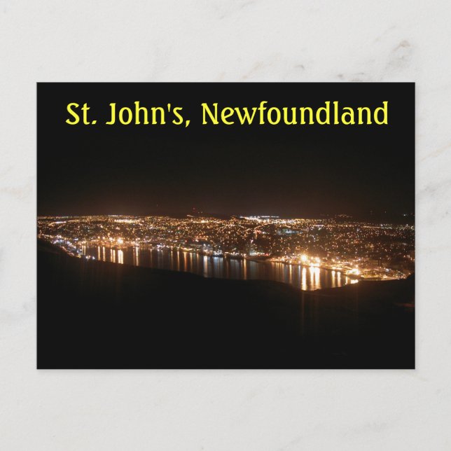 Carte Postale Ville de St. John's à la nuit (Devant)