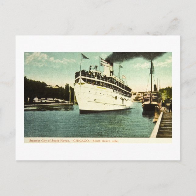 Carte Postale Ville de vapeur de South Haven Grands Lacs (Devant)