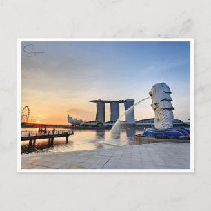 Carte Postale Ville de voyage vintage Singapour skyline retro