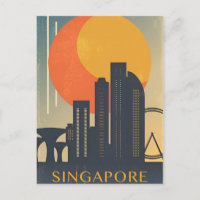 Ville de voyage vintage Singapour skyline retro