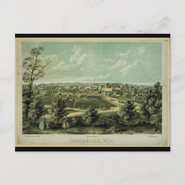 Carte Postale Ville de Waukesha Wisconsin à partir de 1857 (Devant)