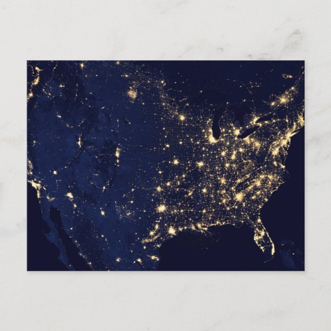 Carte Postale Ville Des États-Unis La Nuit. (Devant)