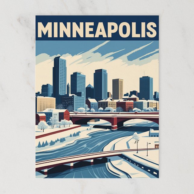 Carte Postale Ville d'hiver de Minneapolis (Créateur téléchargé)