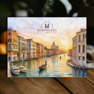 Carte Postale Ville flottante | Ville des canaux Venise | Aquare