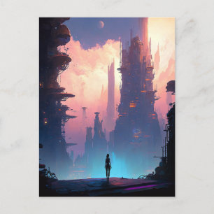Carte Postale Ville futuriste de science-fiction