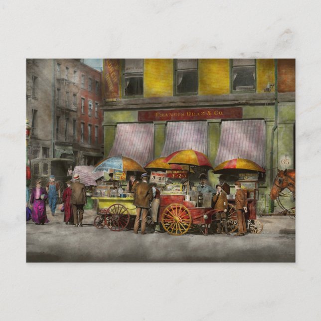Carte Postale Ville - NY- Chariots de déjeuner sur Broadway St N (Devant)
