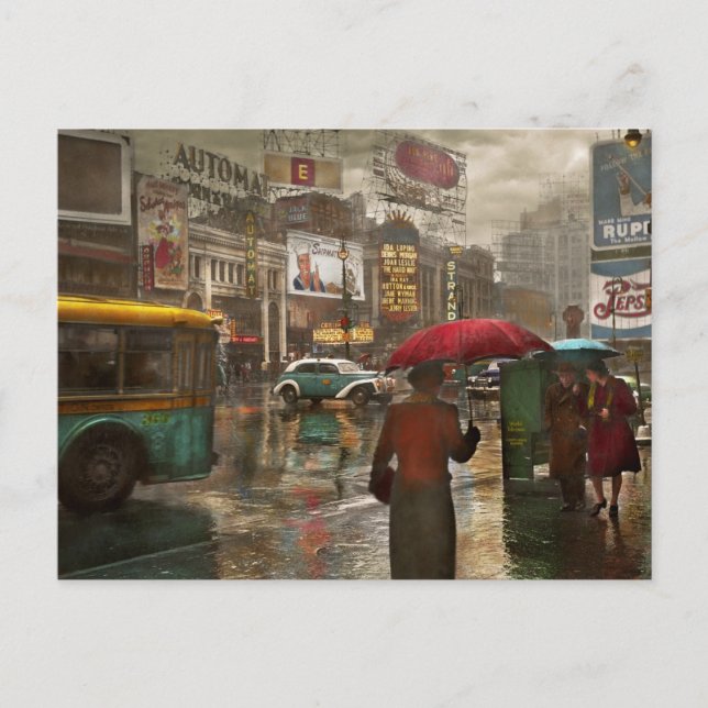 Carte Postale Ville - NY - Times Carré par jour pluvieux 1943 (Devant)