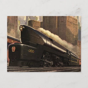 Carte Postale Ville vintage, train duplex T1 sur voies ferrées