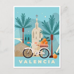 Carte Postale Ville Vintage voyage Valencia Espagne Art rétro