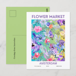 Carte Postale Villes du marché aux fleurs du monde Amsterdam