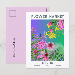 Carte Postale Villes du marché aux fleurs du monde Madrid Custom