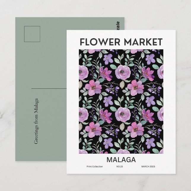 Carte Postale Villes du marché aux fleurs du monde Malaga person (Devant / Derrière)