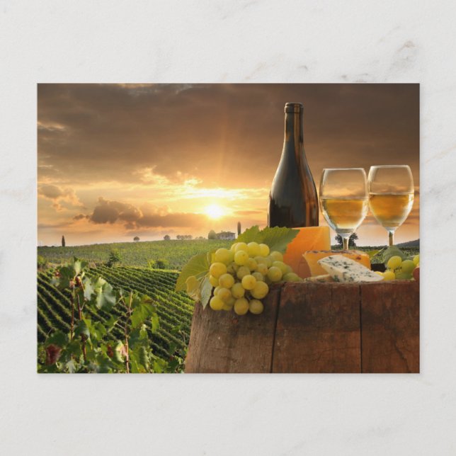 Carte Postale Vin Blanc Avec Barre Sur Vignoble En Chianti (Devant)
