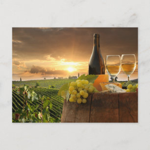 Carte Postale Vin Blanc Avec Barre Sur Vignoble En Chianti