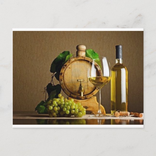 Carte Postale Vin blanc sur la table (Devant)