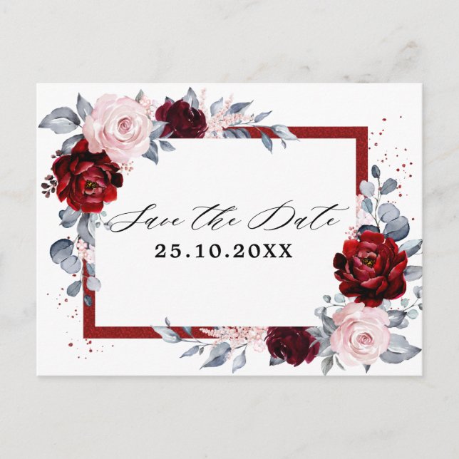 Carte Postale Vin de Bourgogne Dusty Blue Slate Enregistrer la d (Devant)