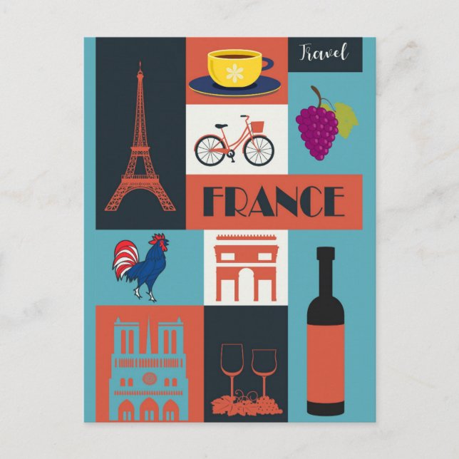 Carte Postale Vin de France vintage (Devant)