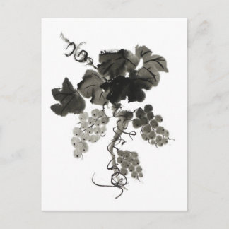 Carte Postale Vin de raisin, Sumi-e