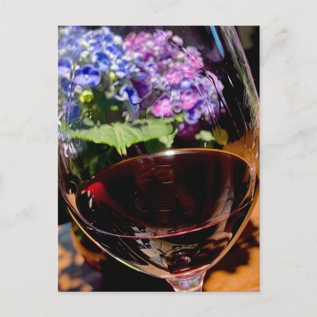 Carte Postale Vin Et Fleur (Devant)