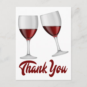 Carte Postale Vin Merci rouge Bourgogne / Verre Champagne