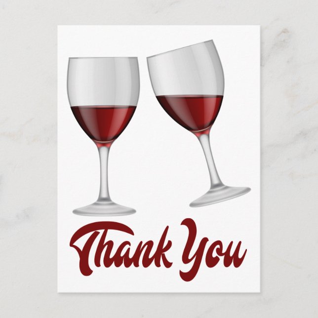 Carte Postale Vin Merci rouge Bourgogne / Verre Champagne (Devant)