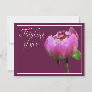 Carte Postale Vin Peony Rose Couleur Arrière - plan Penser À Vou