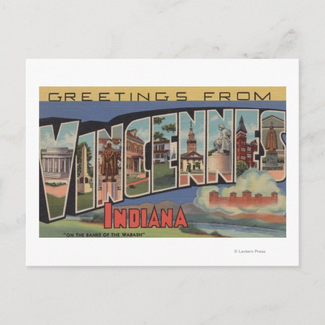 Carte Postale Vincennes, Indiana - Scènes de grandes lettres (Devant)