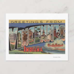 Carte Postale Vincennes, Indiana - Scènes de grandes lettres