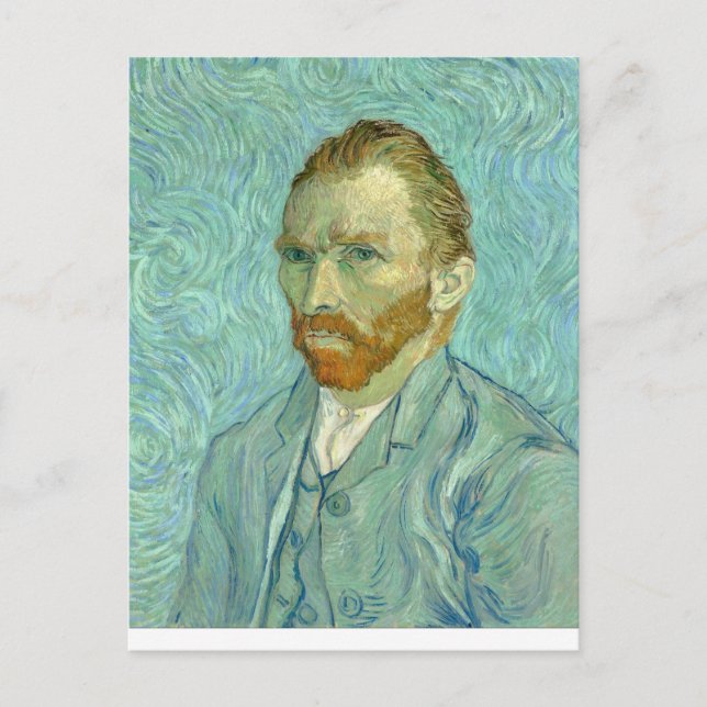 Carte Postale Vincent Van Gogh Autoportrait Arrière - plan bleu (Devant)