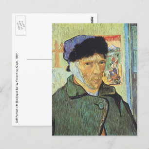 Carte Postale Vincent van Gogh - Autoportrait avec l'oreille ban
