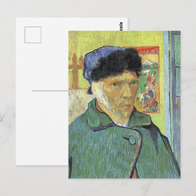 Carte Postale Vincent van Gogh, Autoportrait avec oreille nue, (Devant / Derrière)