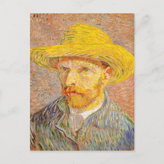 Carte Postale Vincent Van Gogh Autoportrait avec paille Art Casq (Devant)