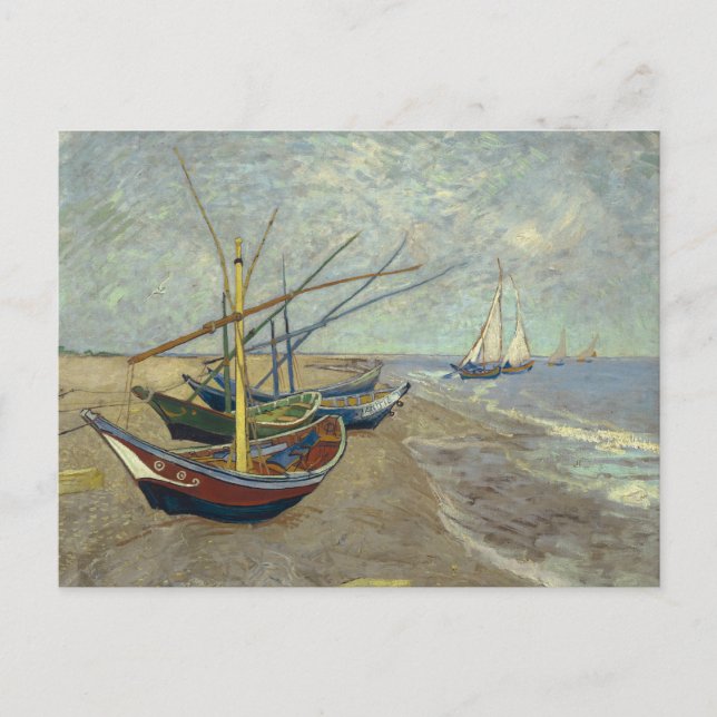 Carte Postale Vincent van Gogh - Bateaux de pêche sur la plage (Devant)