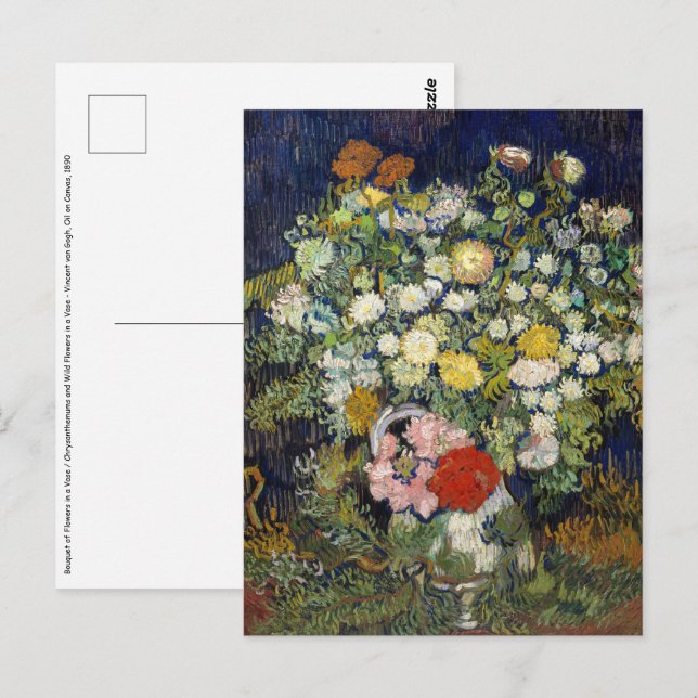 Carte Postale Vincent van Gogh - Bouquet de fleurs dans un vase (Devant / Derrière)
