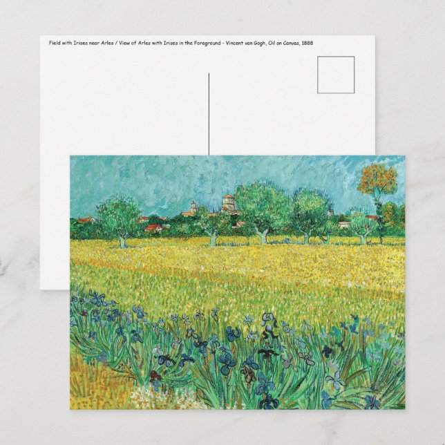 Carte Postale Vincent van Gogh - Champ avec Iris près d'Arles (Devant / Derrière)