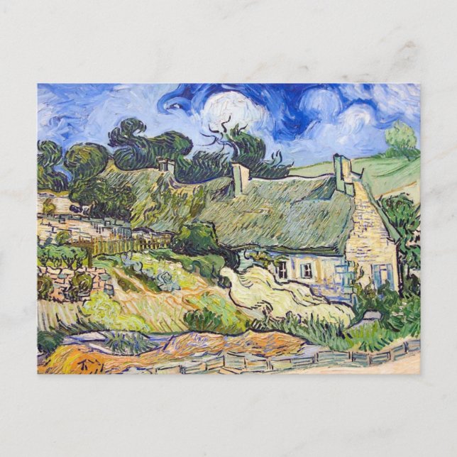 Carte Postale Vincent Van Gogh - Cottages aux toits de chaume (Devant)