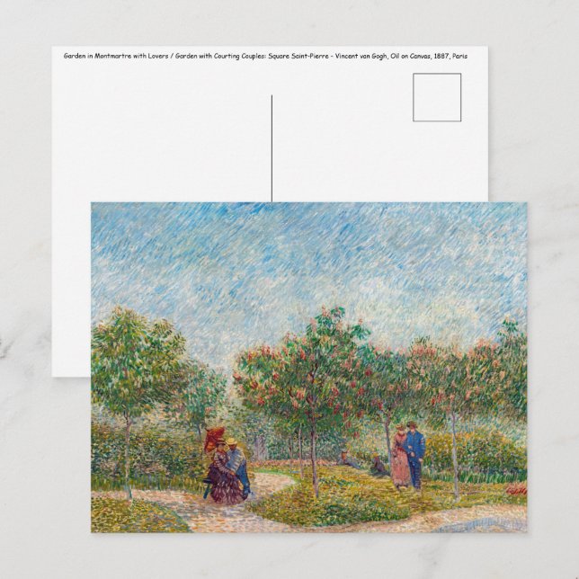Carte Postale Vincent van Gogh - Jardin à Montmarte avec amoureu (Devant / Derrière)