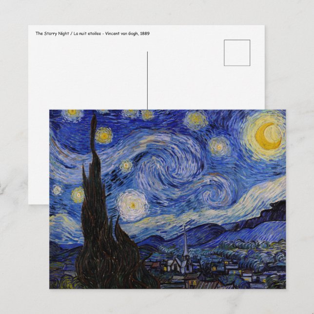 Carte Postale Vincent Van Gogh - La nuit étoilée (Devant / Derrière)