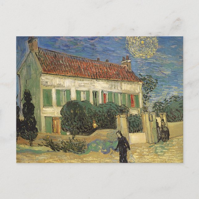 Carte Postale Vincent van Gogh - Maison Blanche à la nuit (Devant)