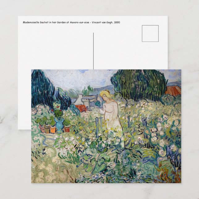 Carte Postale Vincent van Gogh - Miss Gachet dans son jardin (Devant / Derrière)