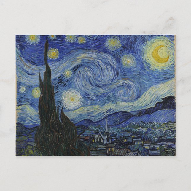 Carte Postale Vincent Van Gogh - Nuit étoilée. Peinture artistiq (Devant)