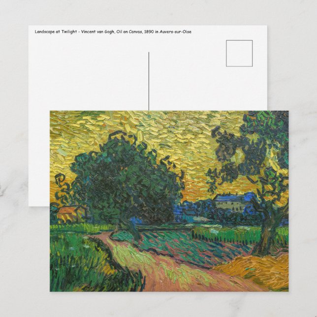 Carte Postale Vincent van Gogh - Paysage à Twilight (Devant / Derrière)