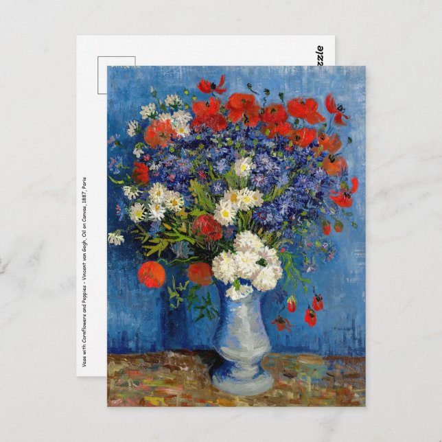 Carte Postale Vincent van Gogh - Vase avec Cornflowers & Poppies (Devant / Derrière)