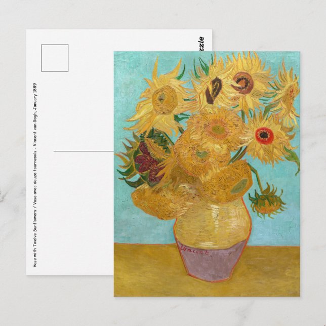 Carte Postale Vincent Van Gogh - Vase avec douze tournesols (Devant / Derrière)