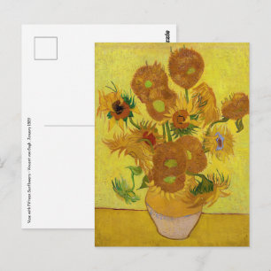 Carte Postale Vincent van Gogh - Vase avec quinze tournesols