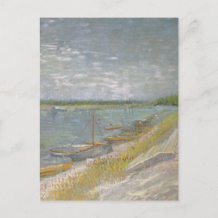 Carte Postale Vincent van Gogh - Vue d'une rivière avec des bate