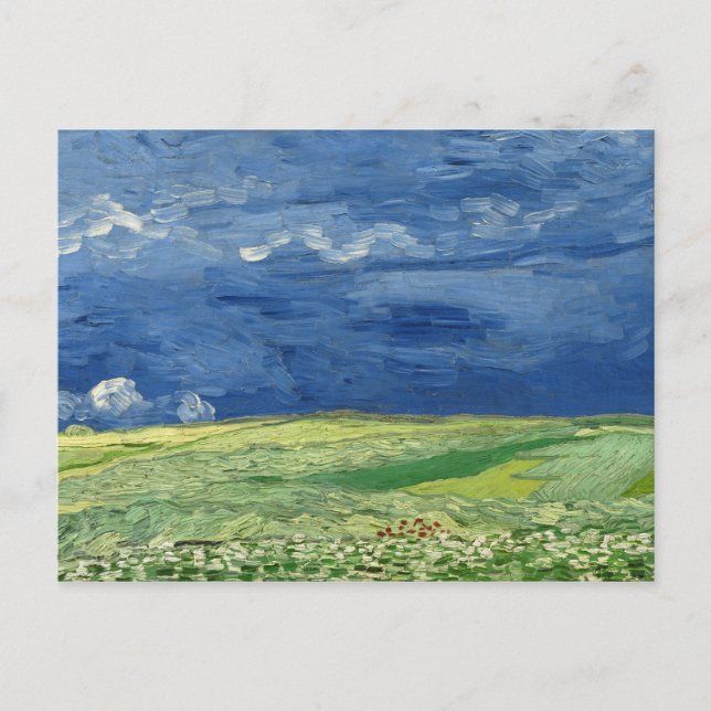 Carte Postale Vincent van Gogh - Wheatfield sous Thundernuds (Devant)