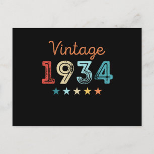 Carte Postale Vintage 1934 90e anniversaire Retro Cadeau 90 ans
