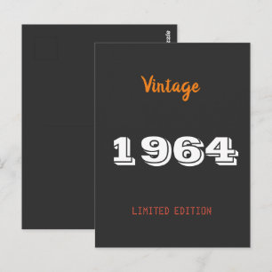 Carte Postale Vintage 1964 édition limitée 60e cadeau d'annivers