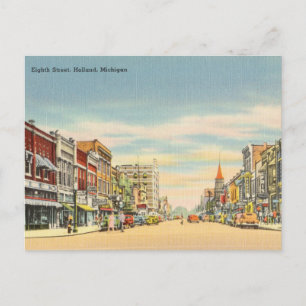 Carte Postale Vintage, 8e rue, Hollande, Michigan